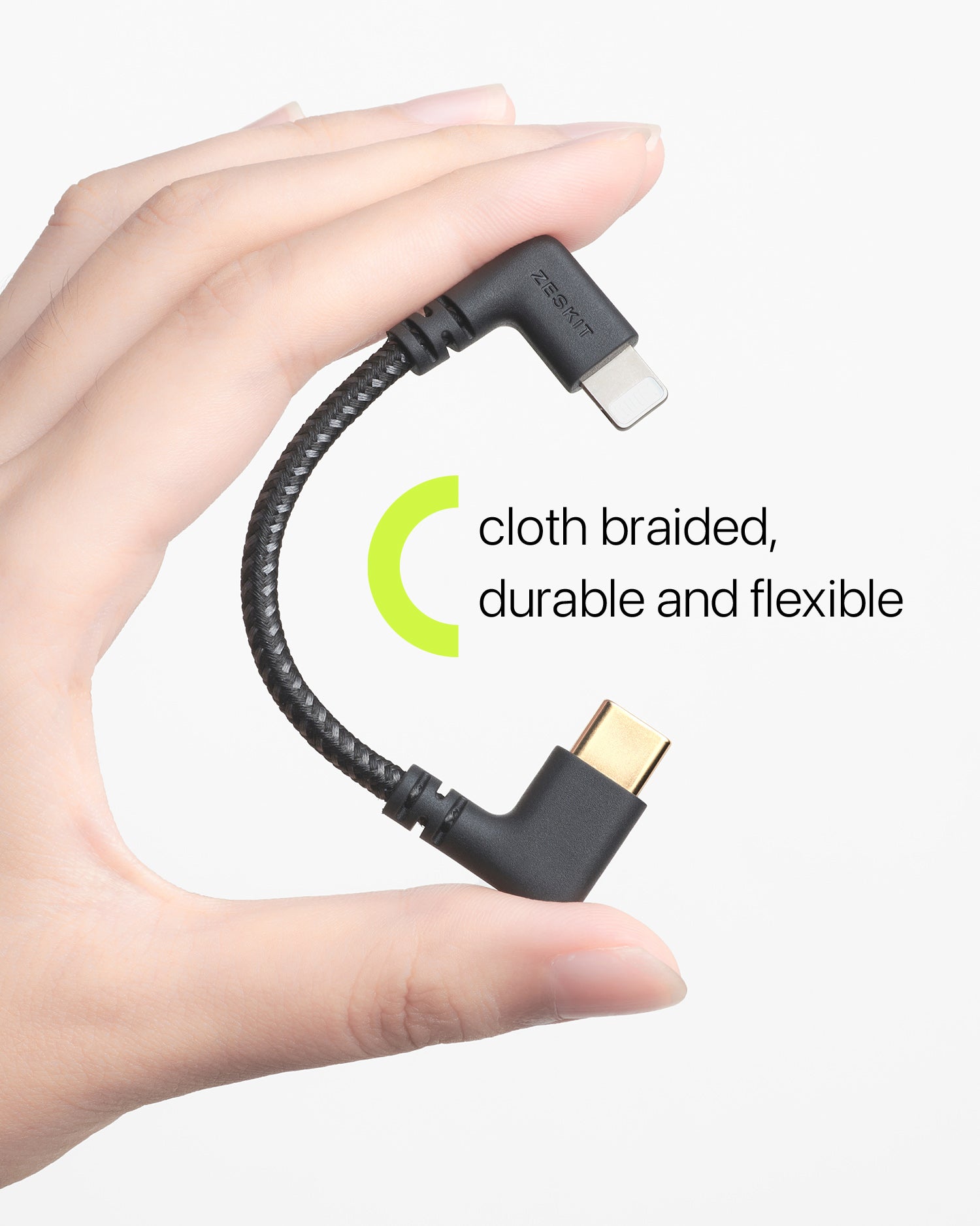 Zeskit MFi Certified Right Angle Lightning to USB-A Cable