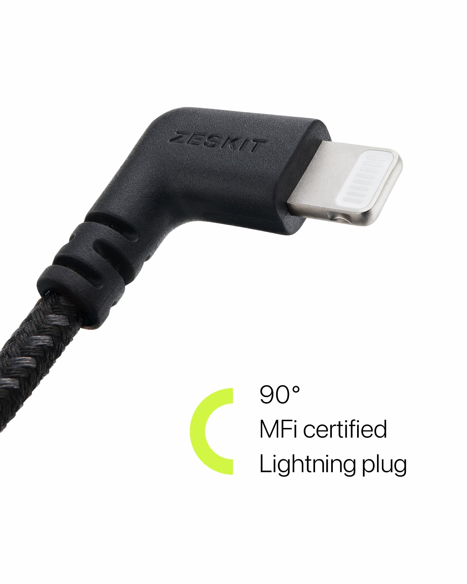 Zeskit MFi Certified Right Angle Lightning to USB-A Cable